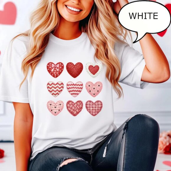 Tops - Graphic Heart Shirt, Valentine Shirt, Pink Heart Tee, Gift For Valentine